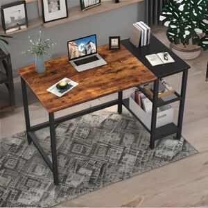 Latitude Run Agrima 100cm Wide Workstation With Shelves Industrial Rustic Brown Home Office Furniture Black;Rustic Brown;Black;Rustic Brown;Black;Rustic Brown;Black;Rustic Brown 75cm H X 100cm W X 60cm D