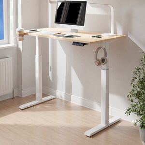 Inbox Zero Arshan 120cm W Height Adjustable Rectangle Standing Desk Brown/Tan/White 120cm W X 60cm D