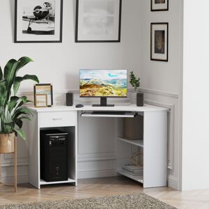 Hashtag Home Correia L-Shape Computer Desk White 75cm H X 120cm W X 70cm D