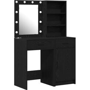 Latitude Run Set Of 2 White MDF Medium Vanity Table Rectangular Modern Black Oak 135cm H X 50cm W X 41cm D