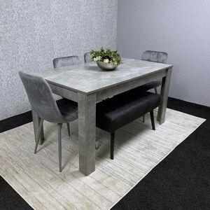 Fairmont Park Dining Table and 4 Velvet Chairs With 1 Bench Dining Set Furniture Grey/Stone Grey 75cm H x 140cm L x 80cm W