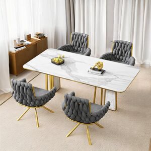 Canora Grey Set Of 4 Beige Velvet Dining Chair Swivel Chair With Four Metal Support Legs Grey 87cm H X 63cm W X 50cm D