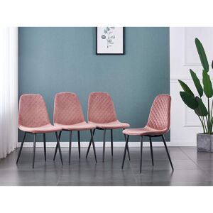 George Oliver Kaylani Modern Upholstered Dining Chair Pink Velvet/Black 84.5cm H X 44cm W X 40cm D