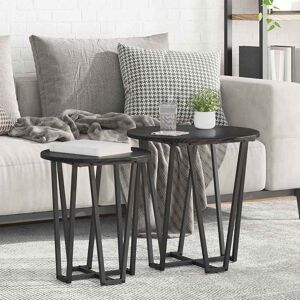 Borough Wharf Side Table Set 2 Pcs Old Wood And Black 50 X 50 X 50.5 Cm Black Oak 50.5cm H X 50cm W X 50cm D