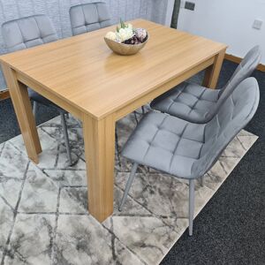 Fairmont Park Dining Set Of 4, Dining Table And 4 Chairs Kitchen Dining Set For Velvet Chairs And Wooden Table Oak Effect 117cm And 4 Grey Or Black Tufted Chairs Grey 4