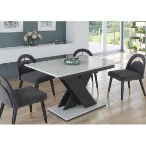 Latitude Run Xan 160cm L x 80cm W Dining Table White Marble Effect/Grey