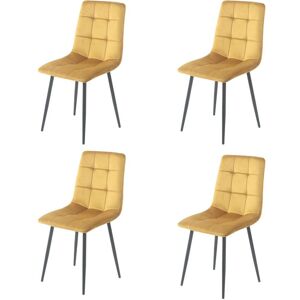 Fairmont Park Set Of 4 Plush Velvet Padded Dining Chairs With Metal Legs Home Furniture Yellow 87cm H X 44cm W X 55cm D
