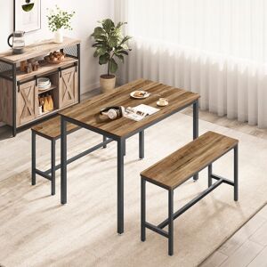 Borough Wharf Franko Dining Set with 2 Benches Rustic Walnut 4