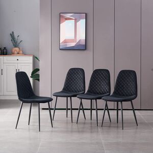 George Oliver Kaylani Modern Upholstered Dining Chair Black Velvet/Black 84.5cm H X 44cm W X 40cm D