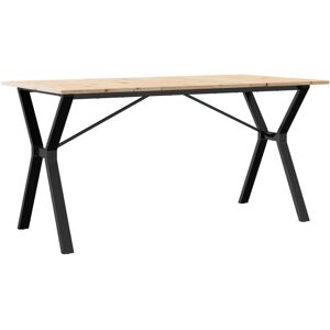 DEvidaxl vidaXL Dining Table Y-Frame Solid Wood Pine and Steel Brown 75cm H x 160cm L x 80cm W