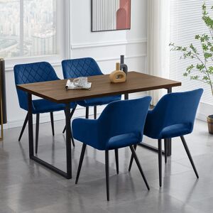 Canora Grey 2 X Dining Chairs, Velvet Upholstered Kitchen Counter Chair, Lounge Reception Chairs For Dining Room, Grey Blue 83cm H X 55.5cm W X 52cm D