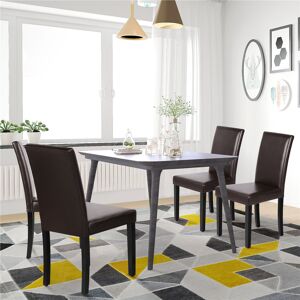 Yaheetech 4PCS Dining Room Chairs High Back Padded Rubberwood Legs Dark Brown 92.5cm H X 46cm W X 58cm D