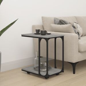 Borough Wharf Digit Wood Side Table with Storage Grey 55.5cm H X 50cm W X 35cm D