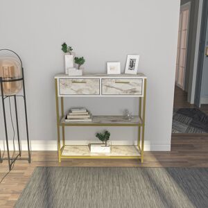 Borough Wharf Mickie 90cm Console Table Brown/White 92cm H X 90cm W X 30.5cm D