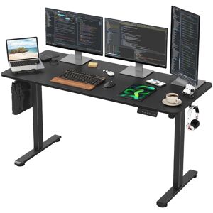 Inbox Zero Electric Height Adjustable Home Office Standing Desk Black/Black 140cm W x 60cm D