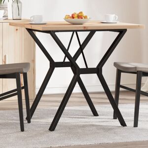 DEvidaxl vidaXL Dining Table Y-Frame Solid Wood Pine and Steel Brown, white and pink 75.5cm H x 80cm L x 80cm W