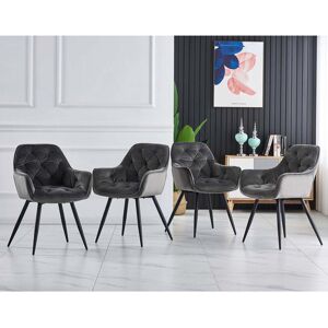 Canora Grey Runkle Upholstered Velvet Dining Chair with Arm Grey 83cm H X 57cm W X 61cm D