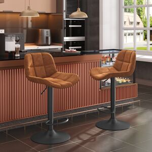 George Oliver Set Of 2 Bar Stools, Height-Adjustable, 360° Rotatable, Bar Chair With Backrest, Footrest, Upholstered Stool With Faux Leather, Ergonomic Stool In Bar Brown 41cm W X 41cm D