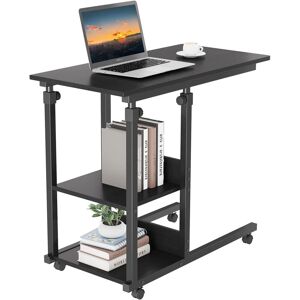 Rio Aarah Mobile Rolling Laptop Side Table with Storage Black/Black 89cm H X 80cm W X 40cm D