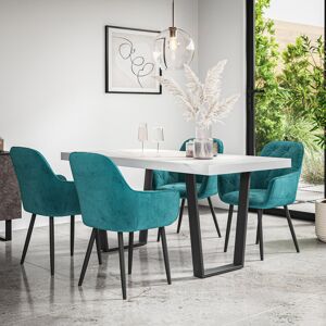 Fairmont Park Ahlina 6 - Person Dining Set White/Black/Blue 6