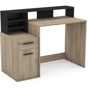 Latitude Run Aydyn 127Cm Rectangular Writing Desk With Hutch Storage Black;Oak 94cm H X 127cm W X 60cm D