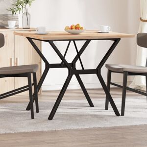 DEvidaxl vidaXL Dining Table Y-Frame Solid Wood Pine and Steel Brown, white and pink 75.5cm H x 90cm L x 90cm W