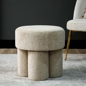 17 Stories Chenille Round Dressing Table Stool for Bedroom Furniture, Living Room Accent Stool, Foot Stool Beige 48cm H X 46cm W X 46cm D