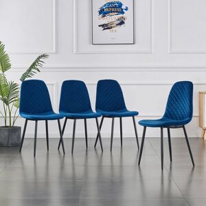 George Oliver Kaylani Modern Upholstered Dining Chair Blue Velvet/Black 84.5cm H X 44cm W X 40cm D