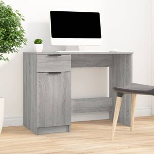 Latitude Run Iveri 100Cm W Rectangular Computer Desk with Cabinet Grey 75cm H X 100cm W X 50cm D