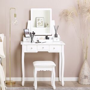 Fleur De Lis Living Keeley Dressing Table Set with Mirror White 139cm H X 80cm W X 40cm D