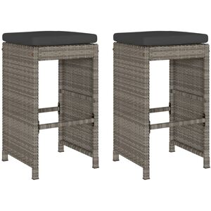 DEvidaxl Vidaxl Garden Bar Stool with Cushions in Grey/in Grey 76cm H X 40cm W X 40cm D