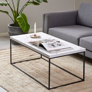 17 Stories Barossa Coffee Table with Marble Top & Black Steel Base 110x55x45cm White Marble