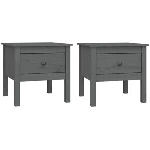 Latitude Run Side Tables 2 Pcs 50X50x49 Cm Solid Wood Pine Grey 49cm H X 50cm W X 50cm D