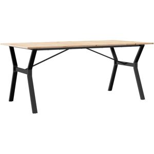 DEvidaxl vidaXL Dining Table Y-Frame Solid Wood Pine and Steel Brown 75cm H x 180cm L x 90cm W