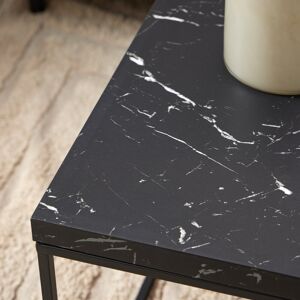 17 Stories Barossa Coffee Table with Marble Top & Black Steel Base 110x55x45cm Black Marble