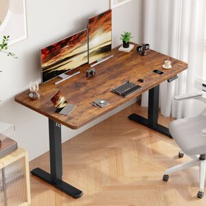 17 Stories Electric Standing Desk Height Adjustable Desk Sit Stand Desk With Time Reminder Stand up Desk 3 Memory Setting Electric Desk Brown/Black 72cm H x 140cm W x 60cm D