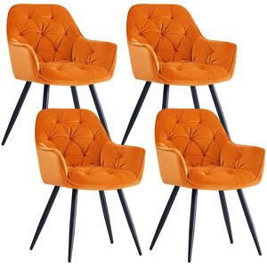 Canora Grey Runkle Upholstered Velvet Dining Chair with Arm Bright Orange 83cm H X 57cm W X 61cm D