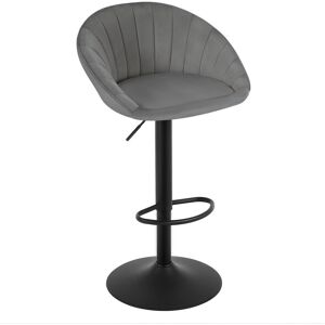 Fairmont Park Bar Stool Height Adjustable Swivel Kitchen Stool With Backrest Stool Kitchen Bar Counter Stool 150Kg Velvet Metal Gray 41cm W X 41cm D