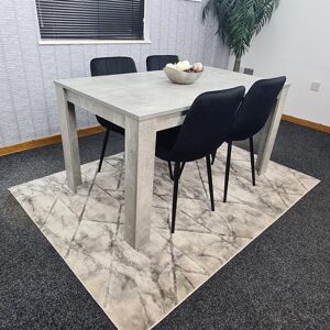 Fairmont Park Dining Table with 4 Velvet Chairs Stone Grey Effect Wood Table Set for Dining Room Black 4