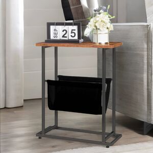 Borough Wharf Articombe Side Table With Sling, Small Side Table, Sofa Table, Narrow Bedside Table, End Table, Narrow Table Black;Brown;Rustic Brown 55cm H X 18cm W X 45cm D