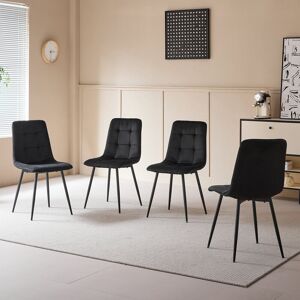 Fairmont Park Set Of 4 Chairs - Vintage Dining Chairs - Upholstered In Dutch Velvet - High Back, Grey Black 89.5cm H X 44cm W X 41cm D