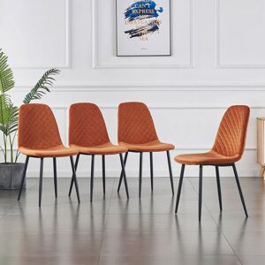 George Oliver Kaylani Modern Upholstered Dining Chair Orange Velvet/Black 84.5cm H X 44cm W X 40cm D