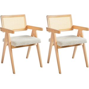 17 Stories Set of 2 Dining Chairs AVA Wood Light Yellow Wood 85cm H X 55cm W X 62cm D