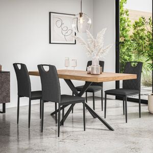 Latitude Run Beaudreult 4 - Person Dining Set Oak/Black/Charcoal 4