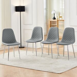 George Oliver Wayland Modern Upholstered Faux Leather Dining Chair Light Grey/Silver 84.5cm H X 44cm W X 40cm D