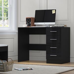 Zipcode Design Eva High Gloss 4 Drrawer Dressing Table - H: 72cm x D: 39.5cm x W: 99cm Black Oak/Gloss Black 72cm H X 99cm W X 39.5cm D
