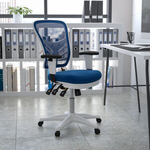Blue Elephant Mid-Back Mesh Multifunction Executive Swivel Ergonomic Office Chair with Adjustable Arms Blue 64.8cm W X 62.2cm D