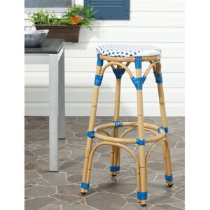 Dakota Fields Outdoor Charley Bar Stool Blue/White 77cm H X 38.1cm W X 38.1cm D