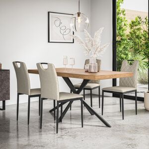 Latitude Run Beaudreult 4 - Person Dining Set Oak/Black/Beige 4