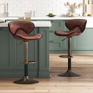 Borough Wharf Height-Adjustable Bar Stools Set Of 2 Upholstered Bar Chair W/ Backrest 45cm W X 53cm D